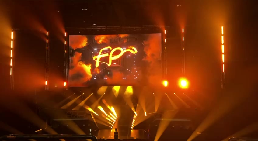 FPG logo on the main LED during the opener, with beams and pyro